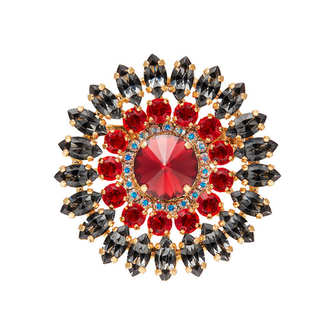 Брошка "Lotoss (Light Siam / Silver Night)" с кристаллами Swarovski™